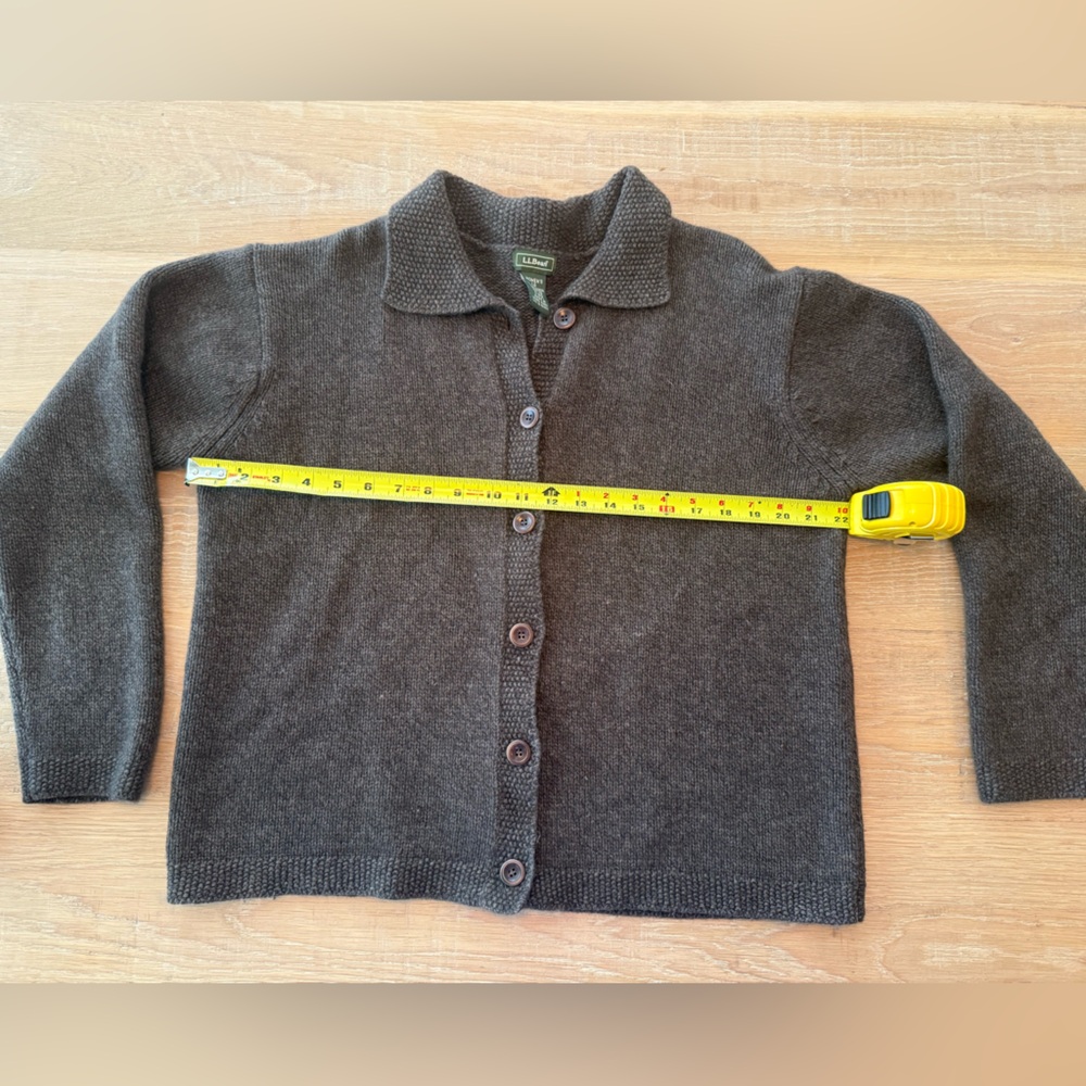 L.L. Bean Women's Dark Charcoal Button-Up Collar Cardigan - Picture 12 of 12